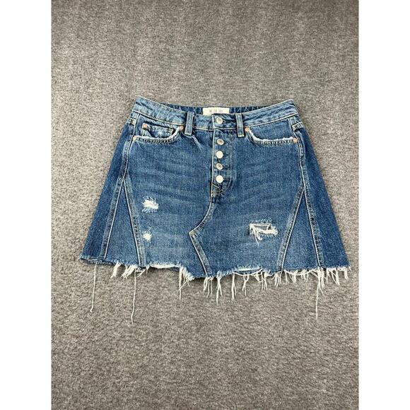 We The Free Jeans Distressed Denim Mini Skirt Size 26 - Picture 1 of 6